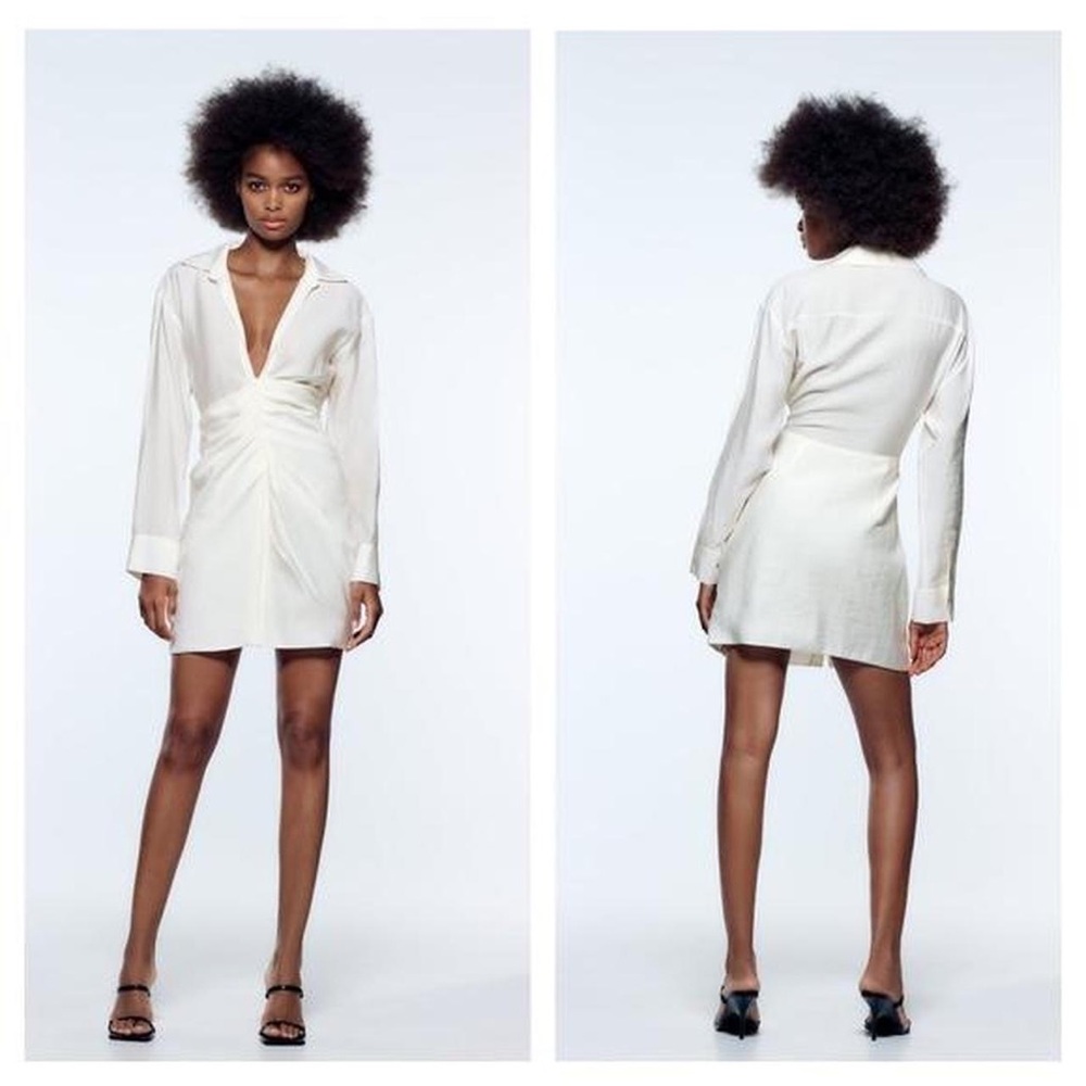 2XL ZARA V-neck dress with lapel collar.